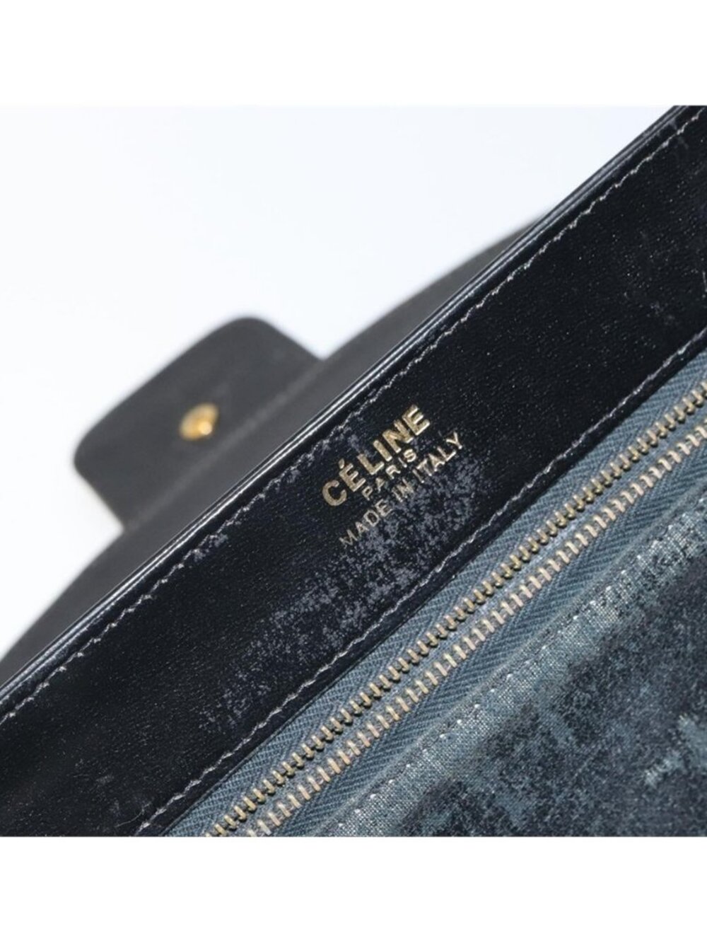 Authentic CELINE Horse Carriage Shoulder Bag Leather Black Gold - Picture 6 of 16